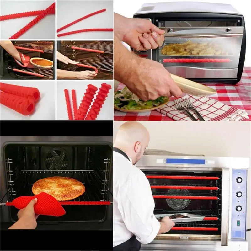 Hot Heat Insulated Silicone Oven Shelf Rack Guard Clip Avoid Scald Bar Protector Kitchen Tools
