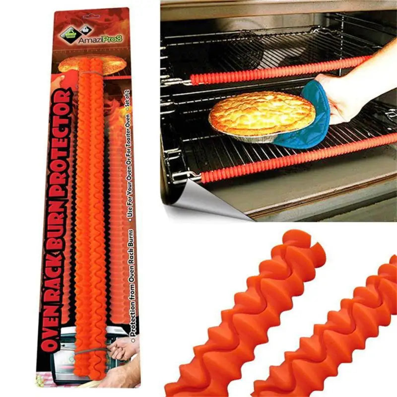 Hot Heat Insulated Silicone Oven Shelf Rack Guard Clip Avoid Scald Bar Protector Kitchen Tools